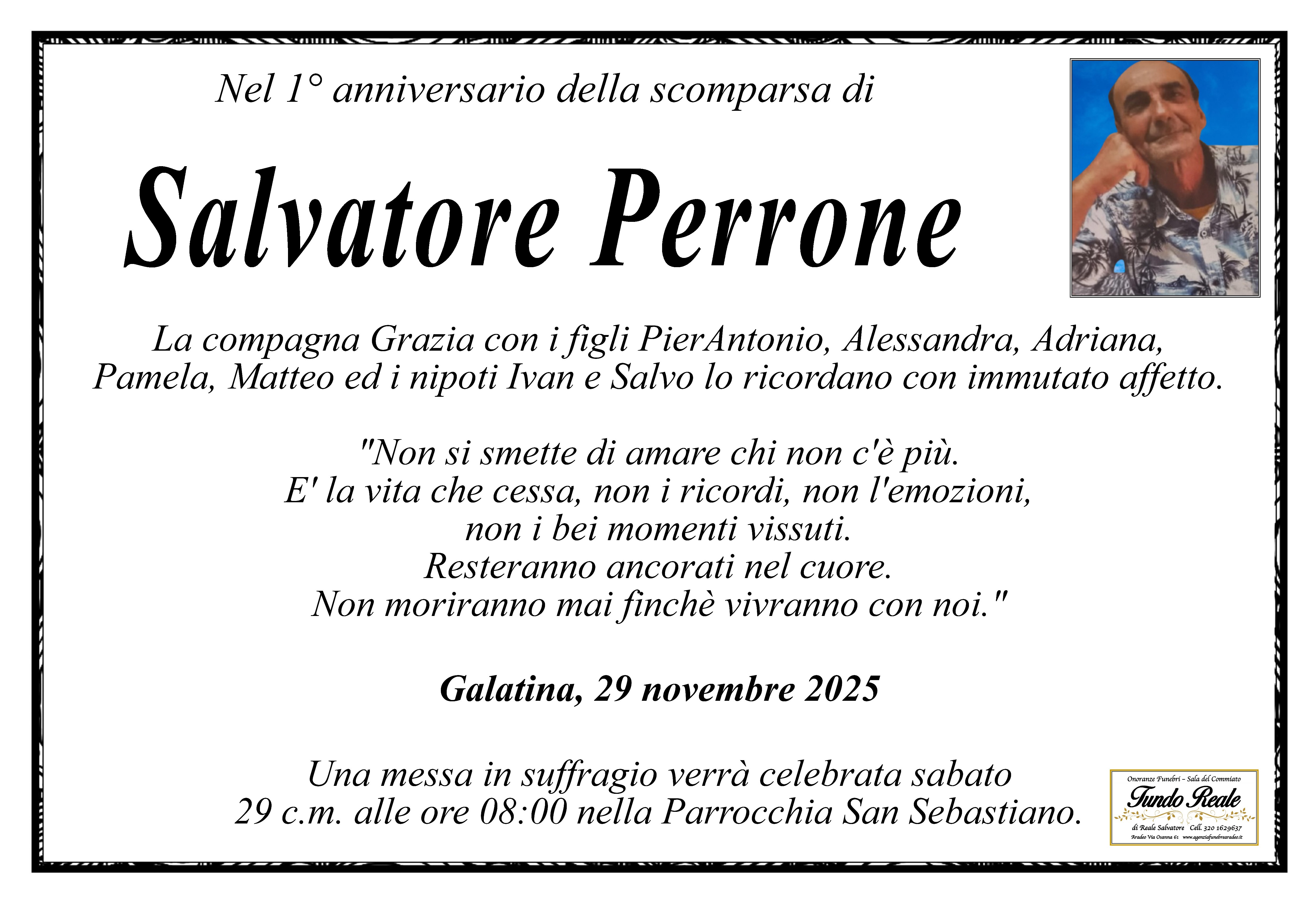 1° anniversario Perrone Salvatore